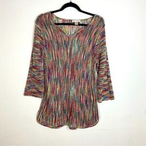 Christopher & Banks Open‎ Knit Layering Sweater L Coastal Boho Lagenlook Casual